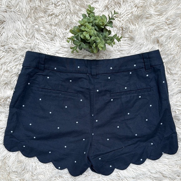 🎉HP🎉 J. Crew Scalloped Hem Linen Blend Star Shorts 💗 Navy - Picture 4 of 16